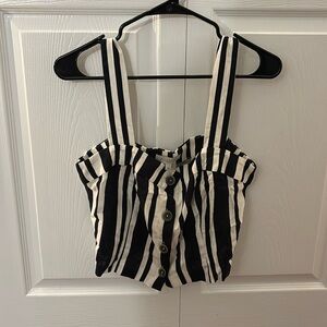 Striped button up crop top